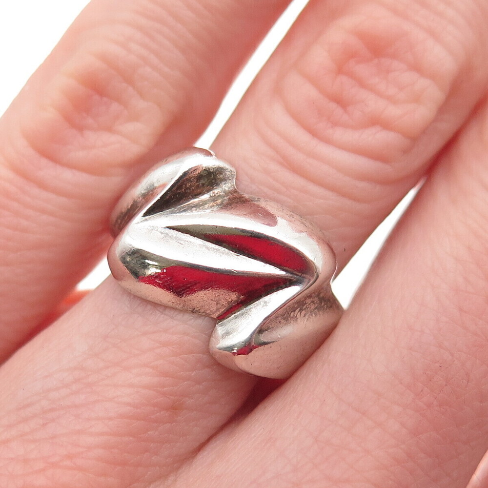 Chapal Zenray 925 Sterling Silver Vintage Modernist Oxidized Ring Size 6